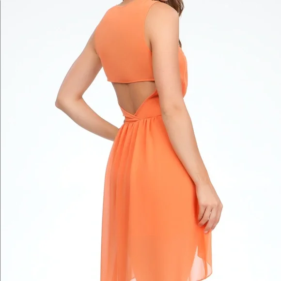 Bebe Orange Coleman High-Low Zipper Front Dress – Excellent Condition - Picture 3 of 12